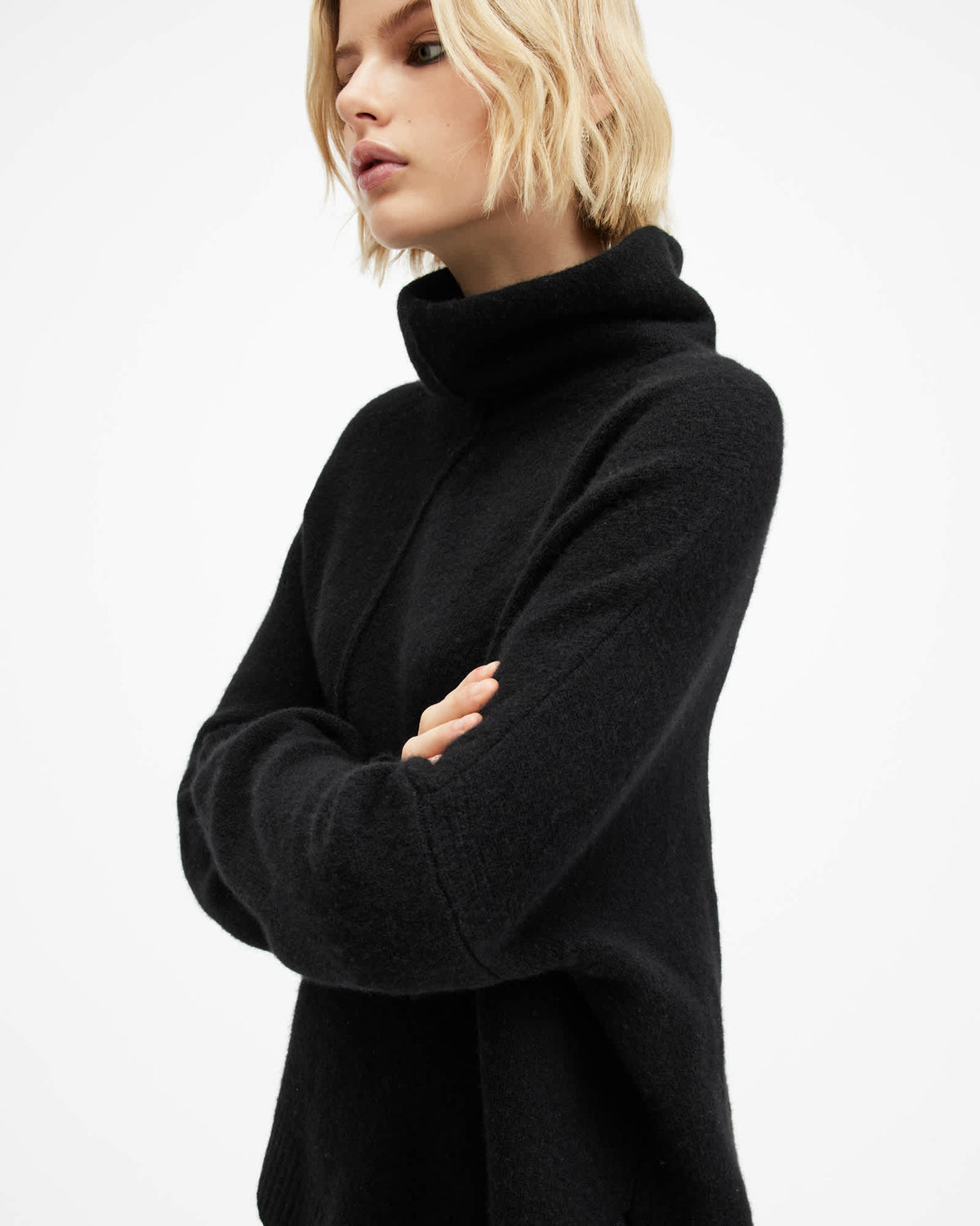 Lock Roll Neck Relaxed Fit Jumper Black