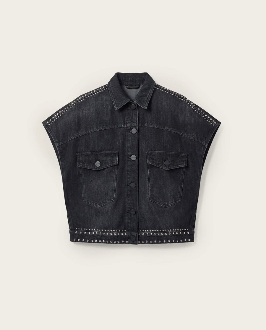 Alba Sleeveless Denim Shirt SHADOW BLACK