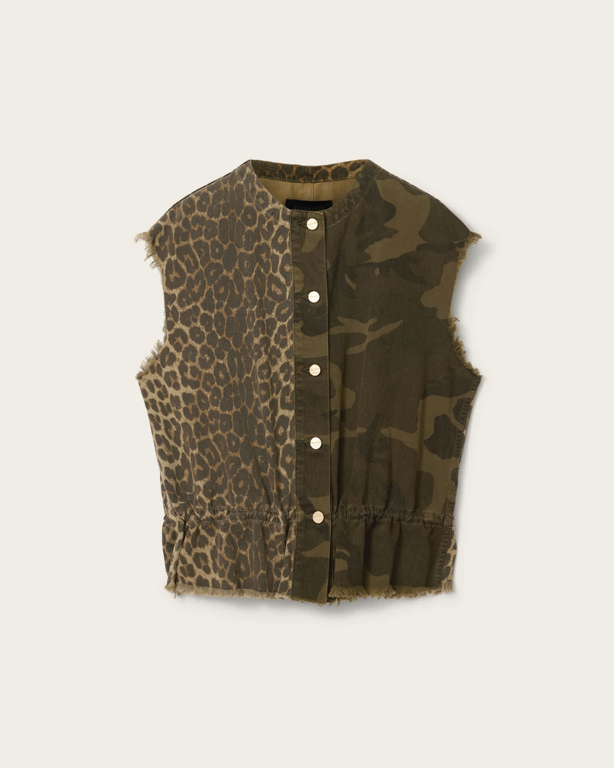 Sofi Camo Leopard Print Waistcoat CAMO LEPPO GREEN