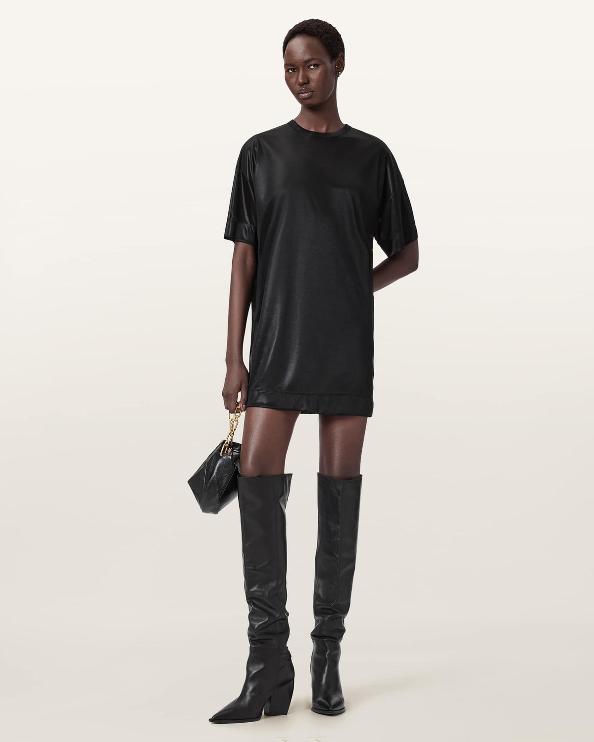 Sparkle Mini T-Shirt Dress Black