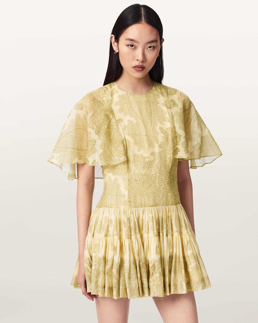 Yanna Slim Fit Tiered Mini Dress JOANNE GOLD GREEN
