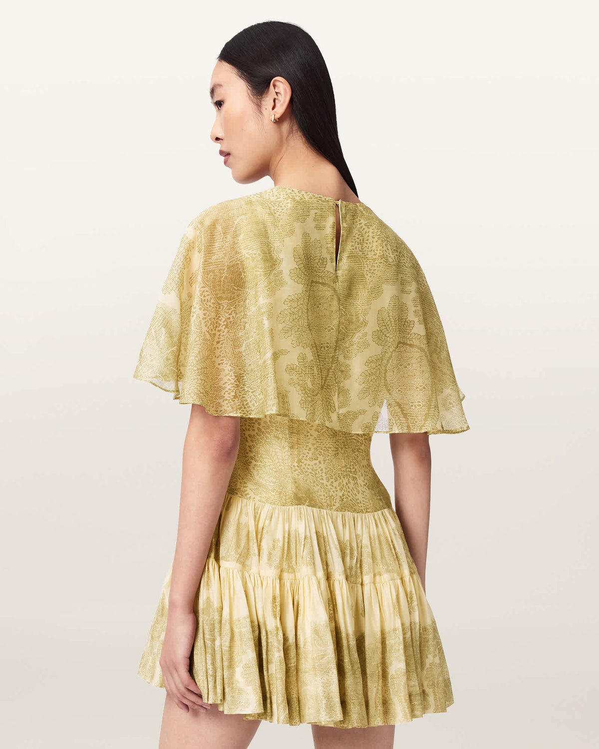 Yanna Slim Fit Tiered Mini Dress JOANNE GOLD GREEN