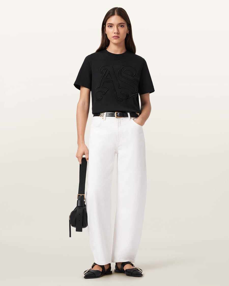Lisa Embossed Crew Neck T-Shirt Black
