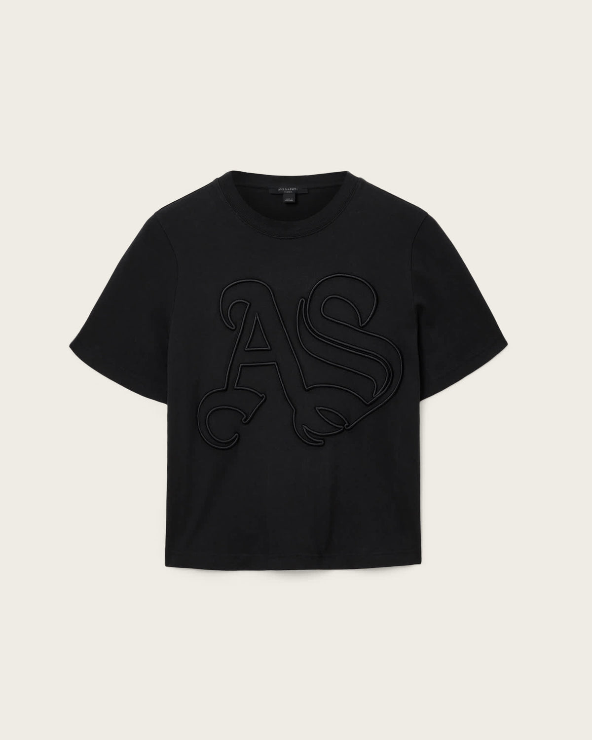 Lisa Embossed Crew Neck T-Shirt Black