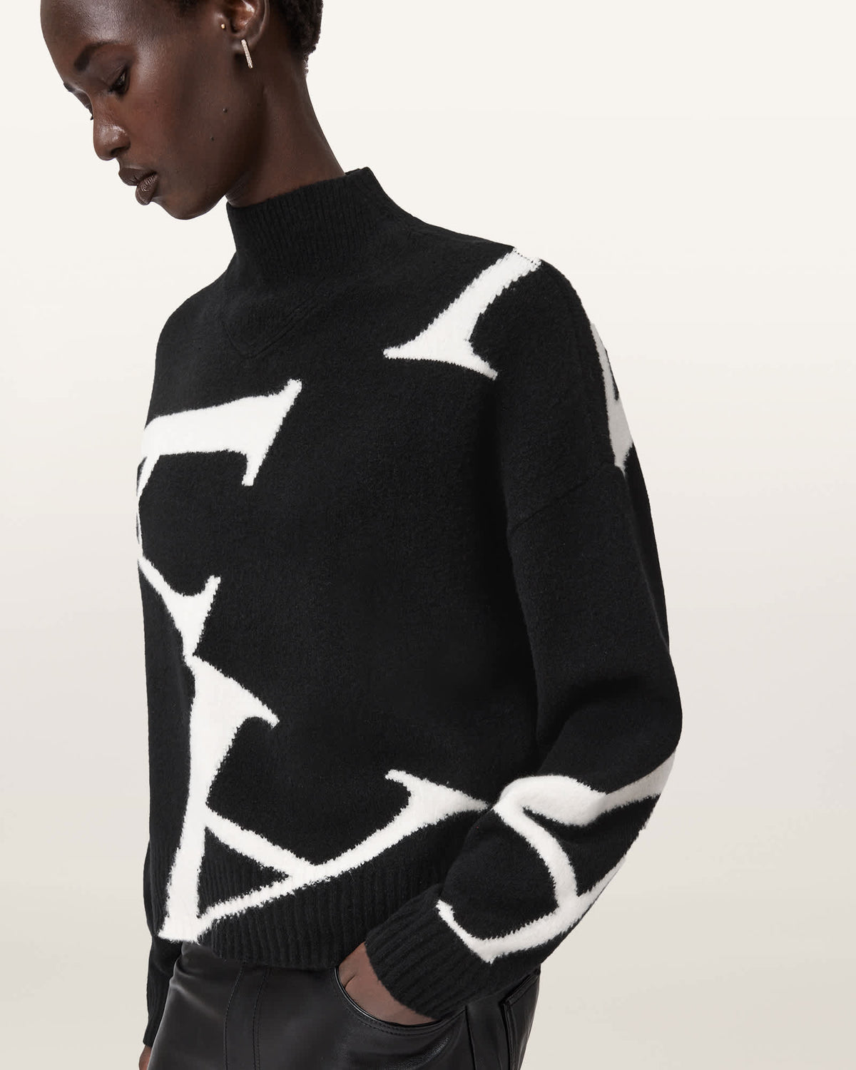 A Star Wool Blend Jumper Black/White