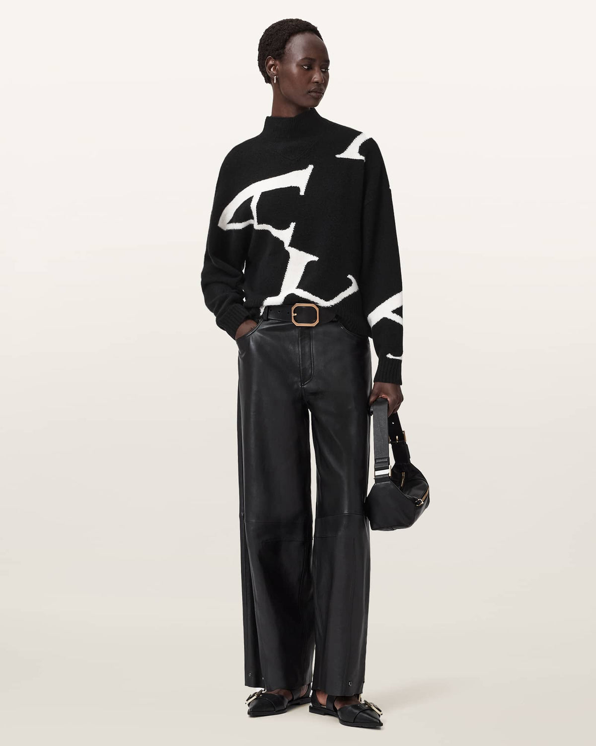 A Star Wool Blend Jumper Black/White