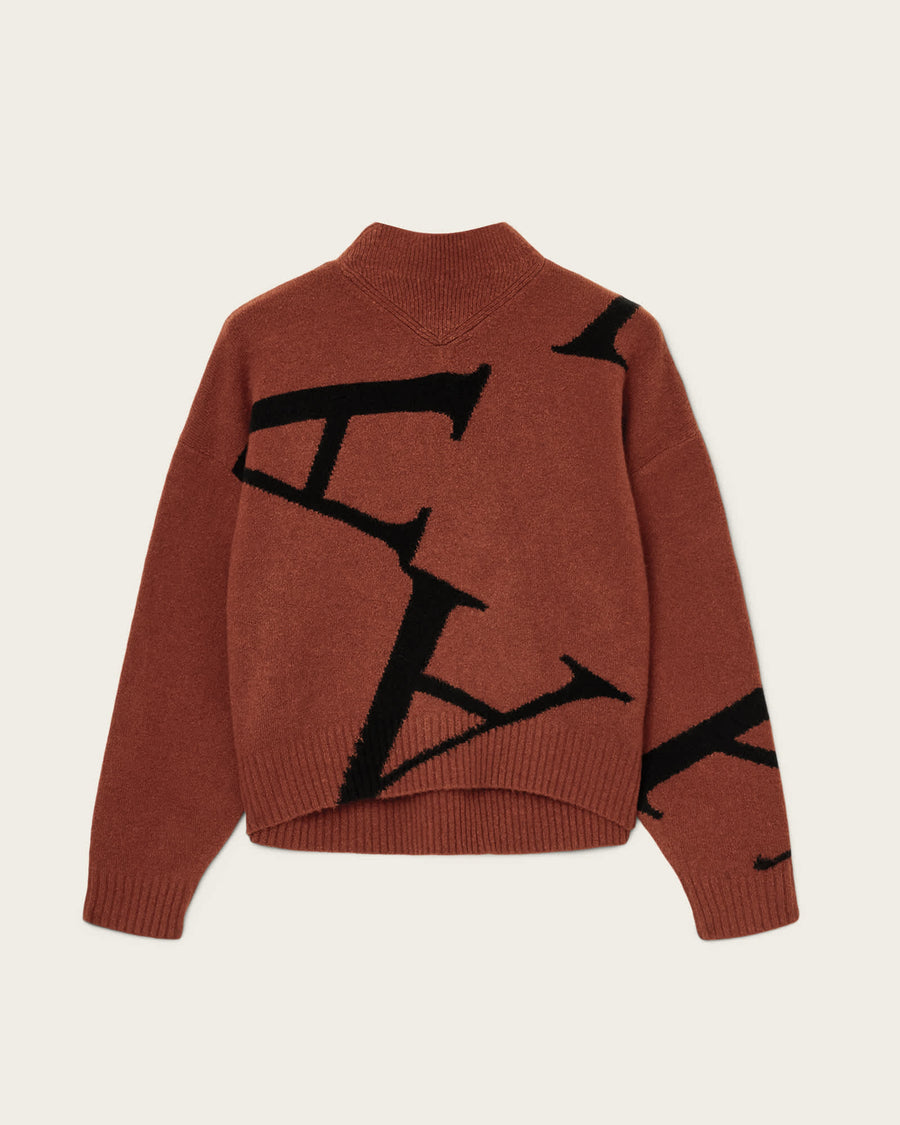 A Star Wool Blend Jumper CHESTNUT BROWN/BLK
