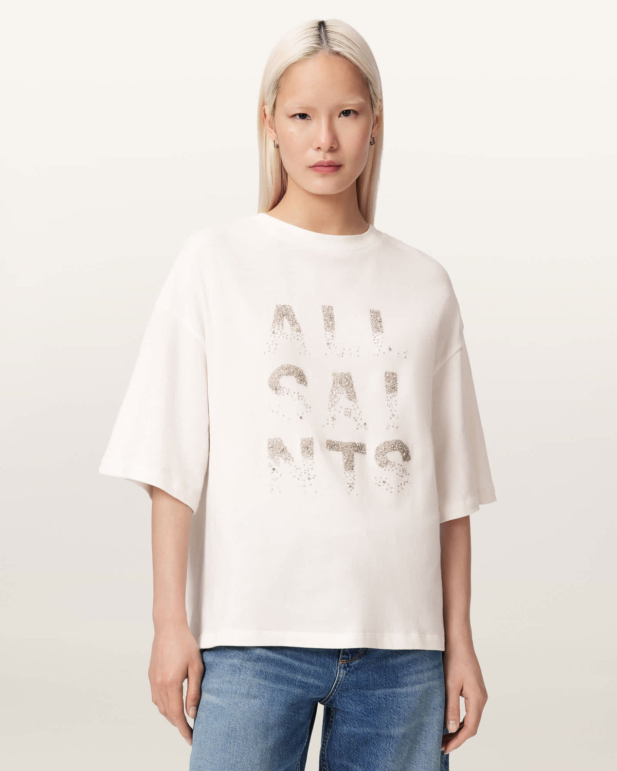 Stacks Amelie Oversized Embellished T-Shirt Optic White