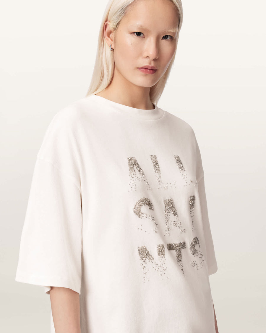 Stacks Amelie Oversized Embellished T-Shirt Optic White