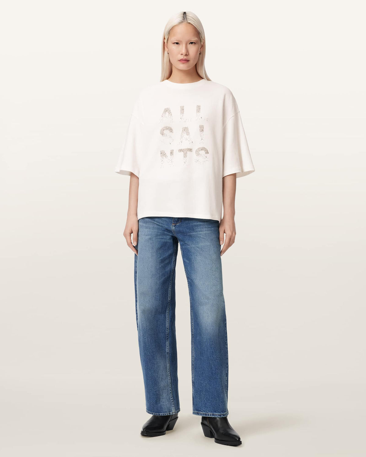 Stacks Amelie Oversized Embellished T-Shirt Optic White
