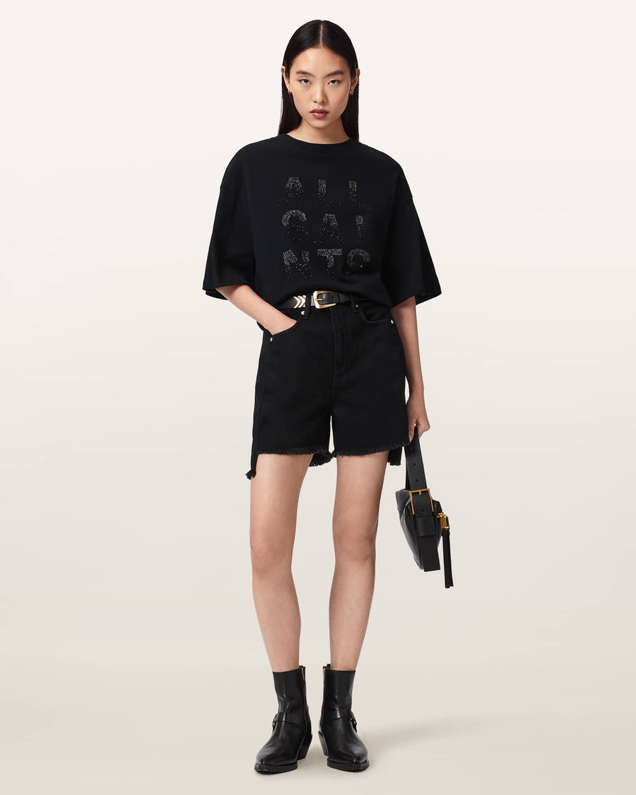 Stacks Amelie Oversized Embellished T-Shirt Black