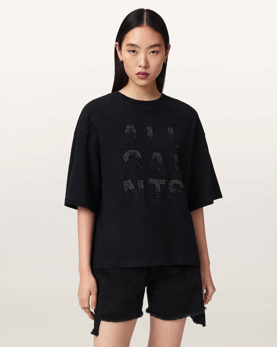 Stacks Amelie Oversized Embellished T-Shirt Black