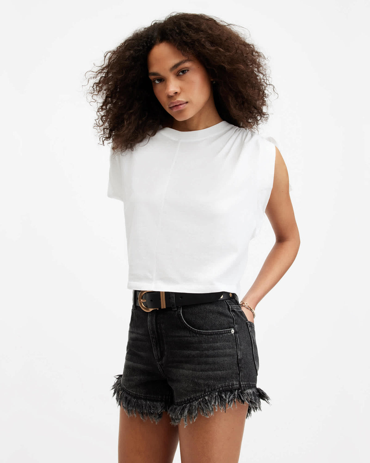 Cassie Crew Neck Sleeveless T-Shirt Optic White