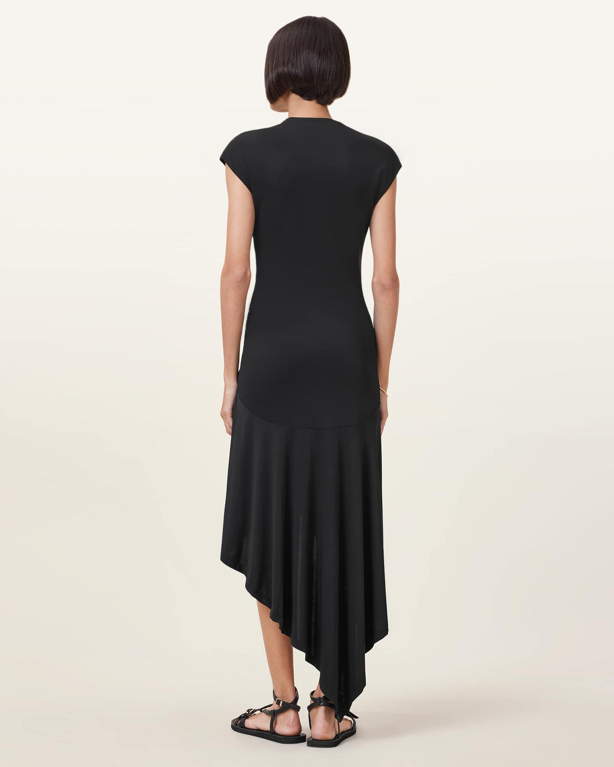 Annalie Asymmetric Midi Dress Black