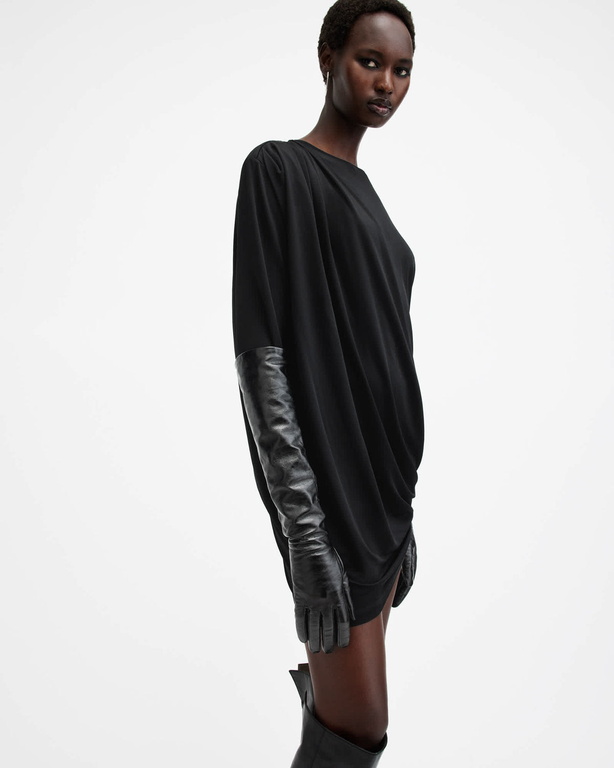 Devin Draped Mini Dress Black