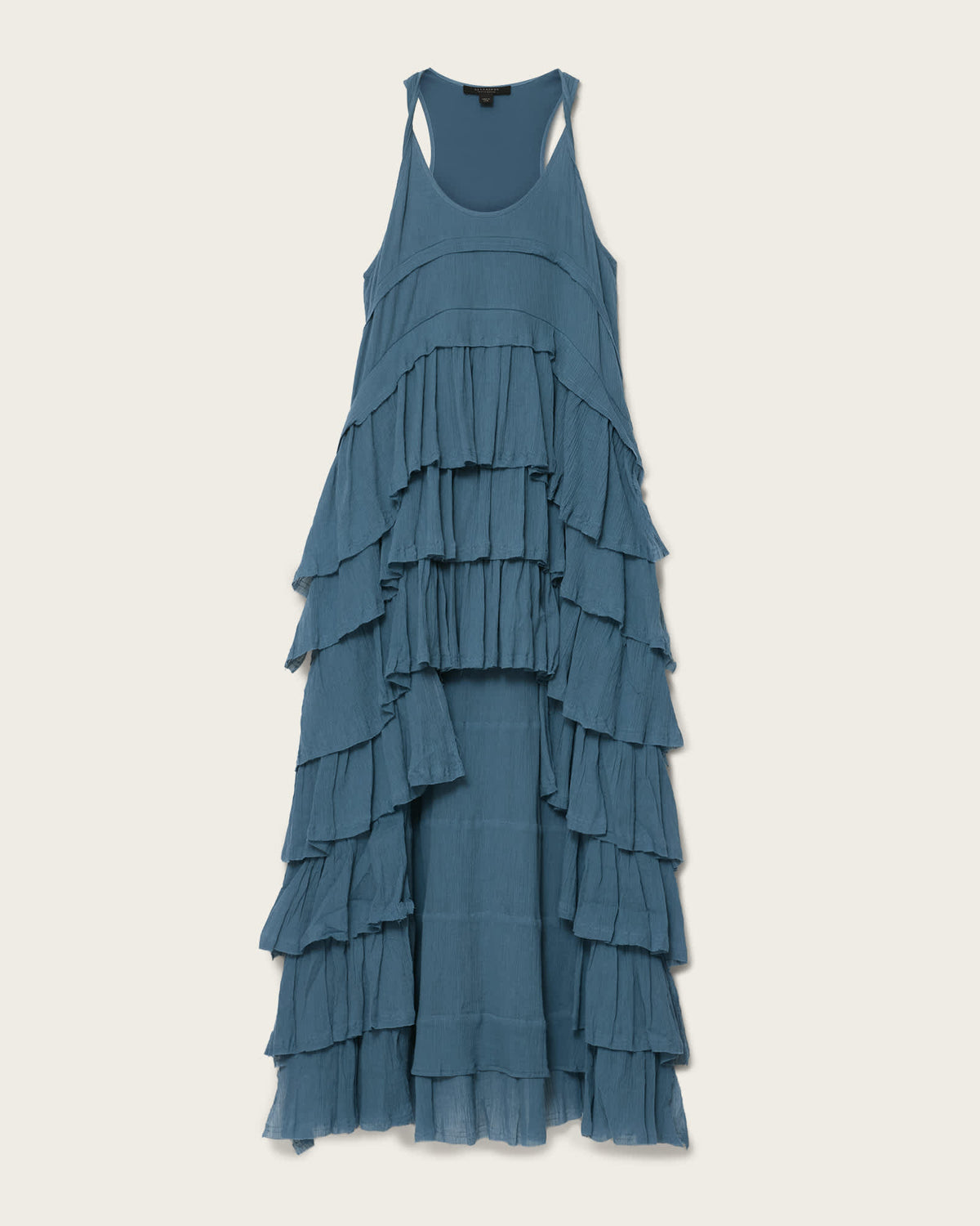 Cavarly Crepe Tiered Ruffle Maxi Dress CAPTAIN BLUE