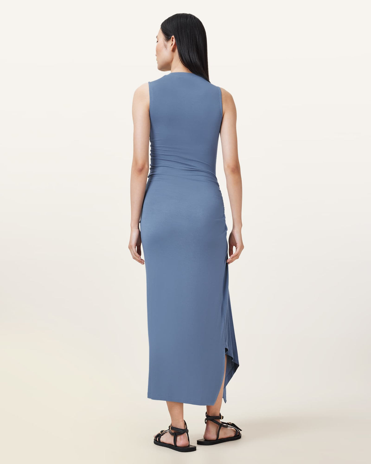Rivi Draped Midi Dress FLINT STONE BLUE