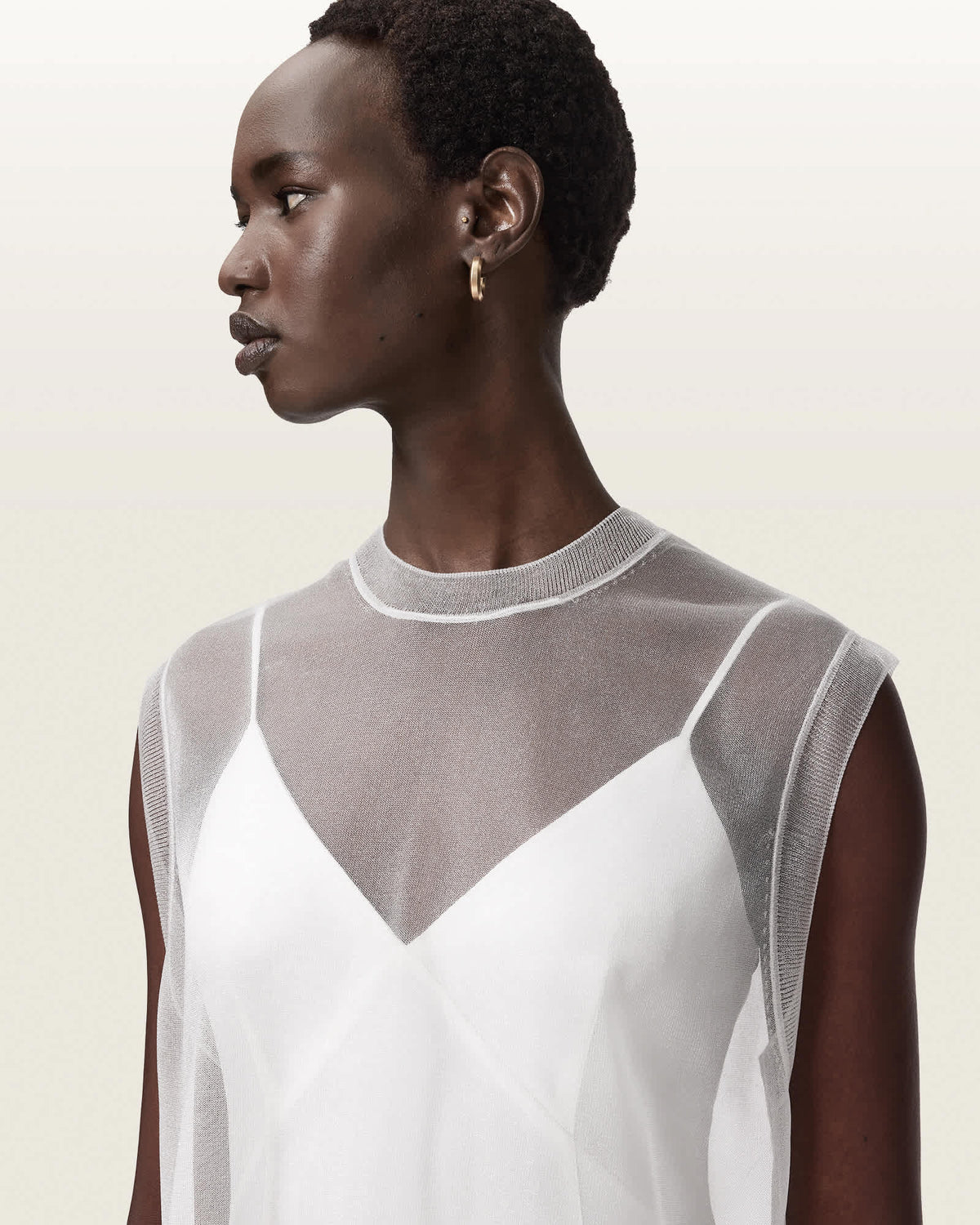 Ava Sleeveless Satin Midi Dress Chalk White