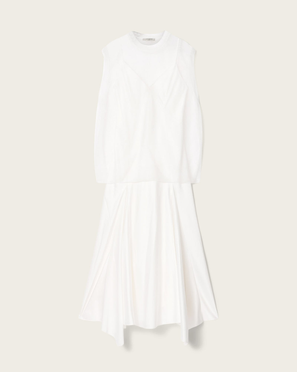 Ava Sleeveless Satin Midi Dress Chalk White