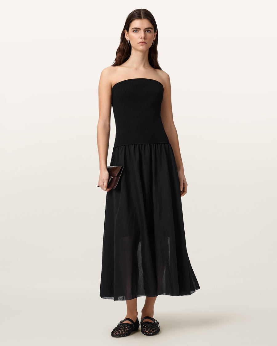 Tegan Bandeau Midi Dress Black