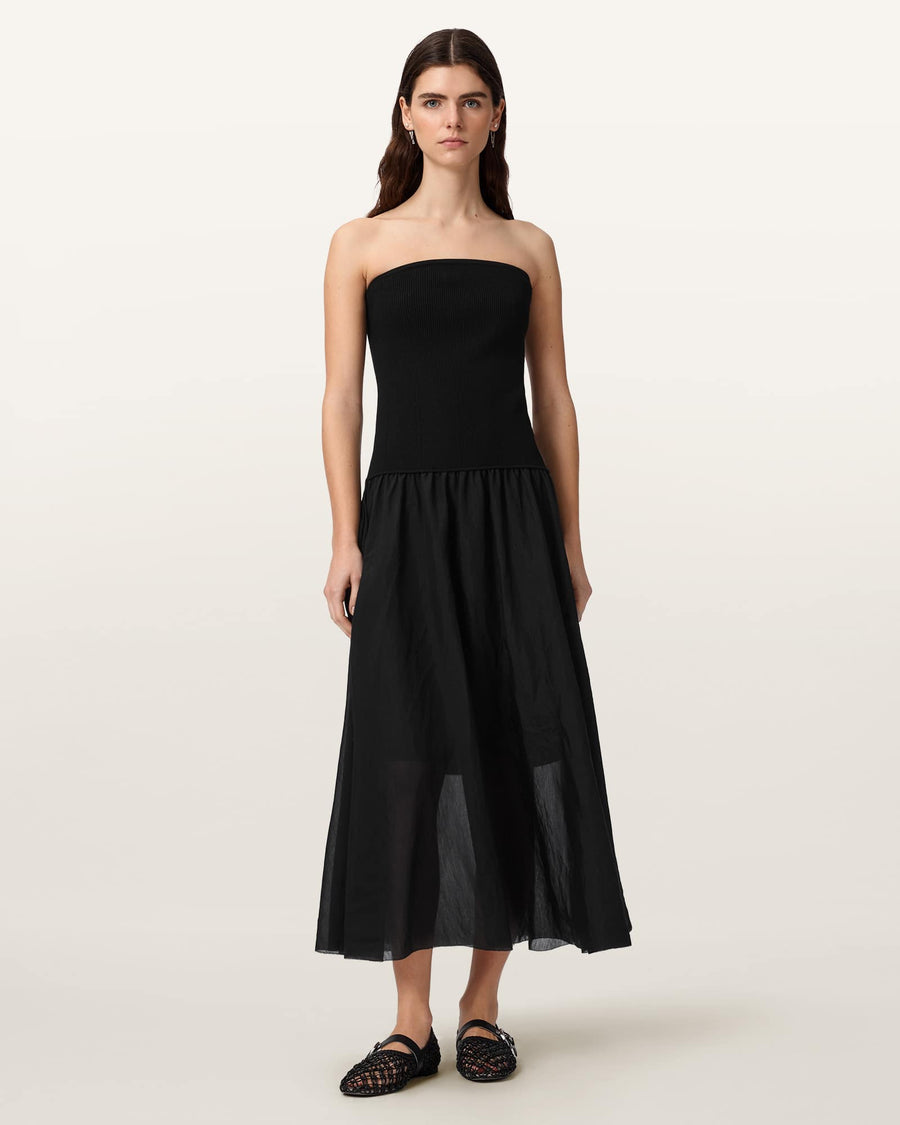 Tegan Bandeau Midi Dress Black