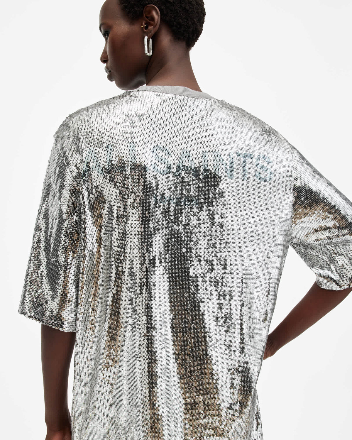 Opal Metallic Logo Dress Silver/Black