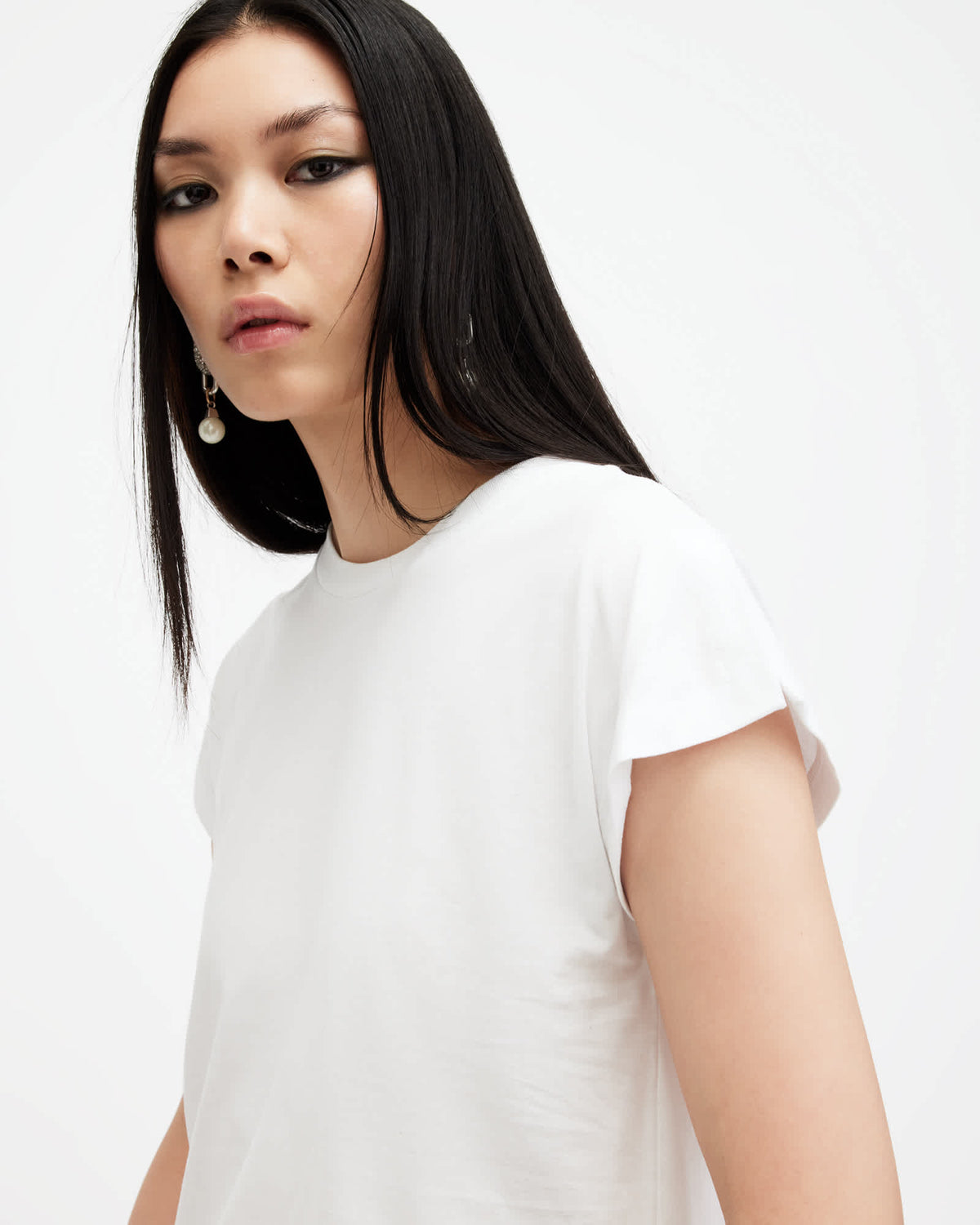 Rue Split Shoulder Crew Neck T-Shirt Optic White