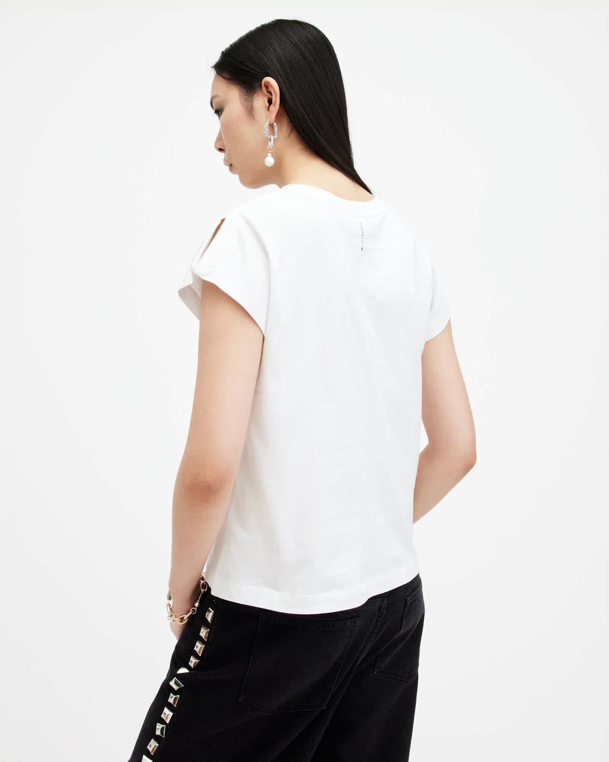 Rue Split Shoulder Crew Neck T-Shirt Optic White