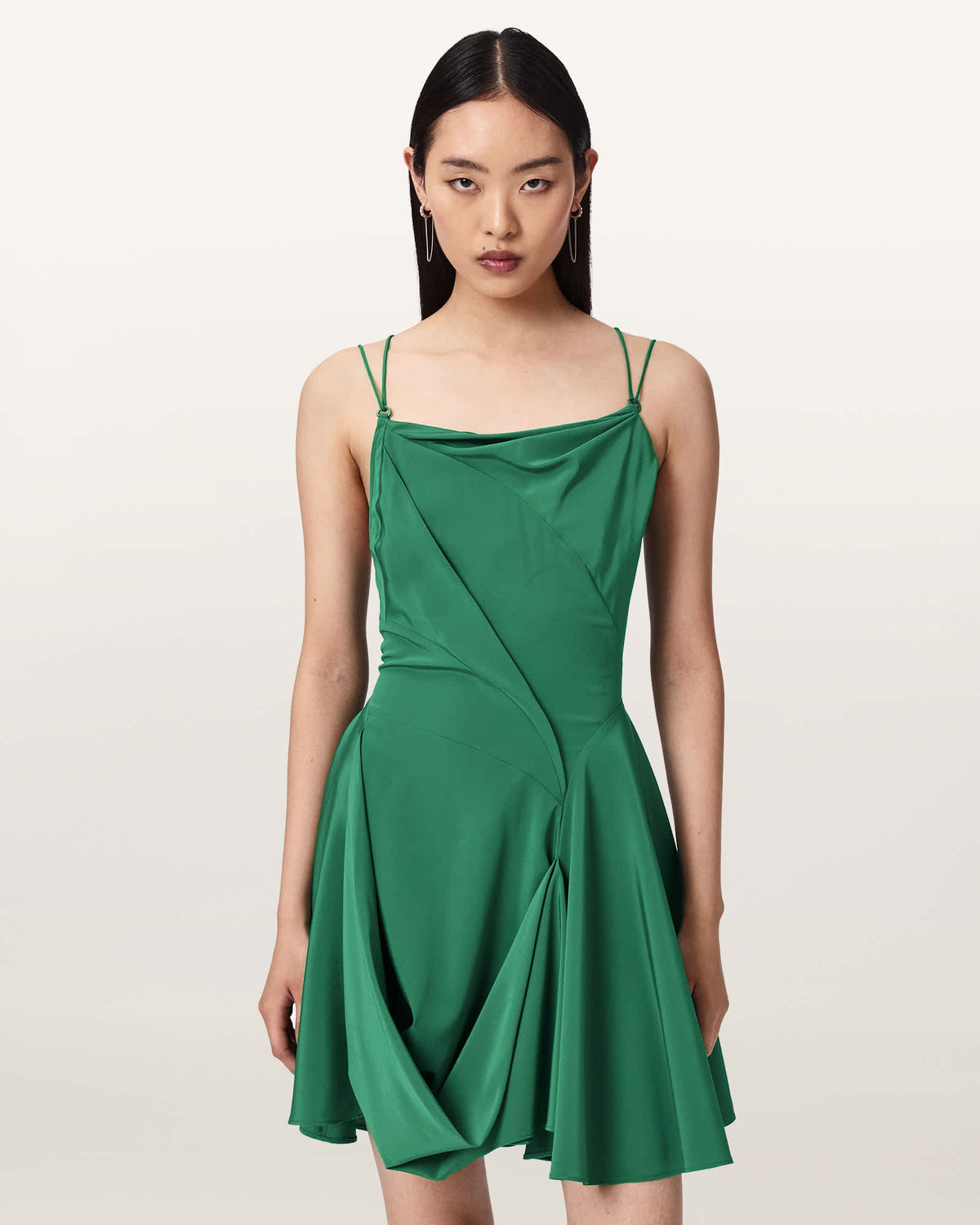 Claire Asymmetrical Draped Mini Dress APPLE GREEN