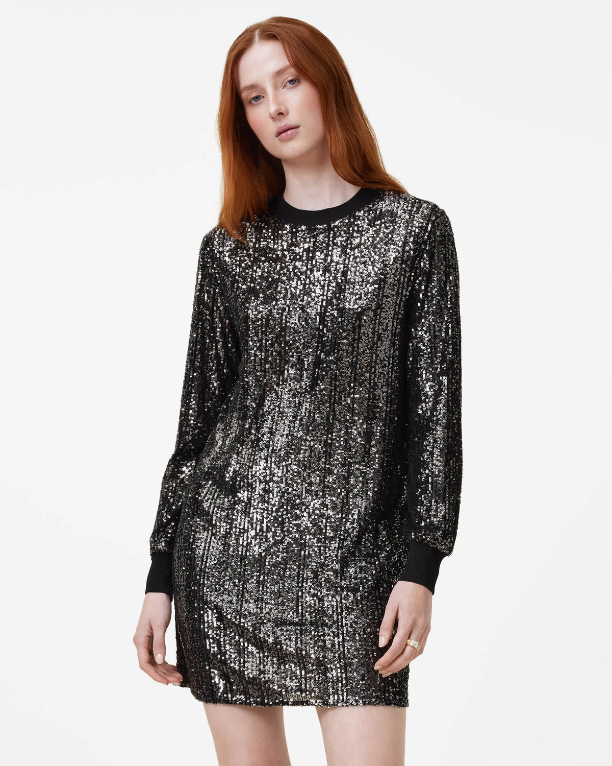 Solstice Long Sleeve Sequin Mini Dress Black