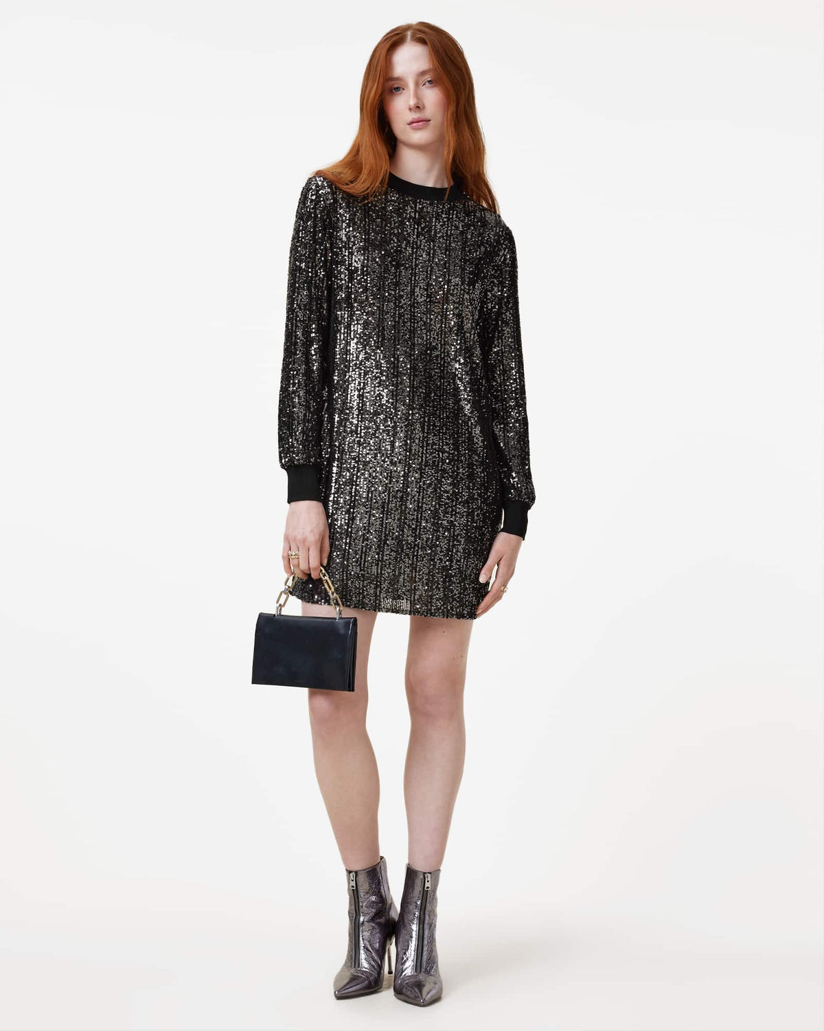 Solstice Long Sleeve Sequin Mini Dress Black