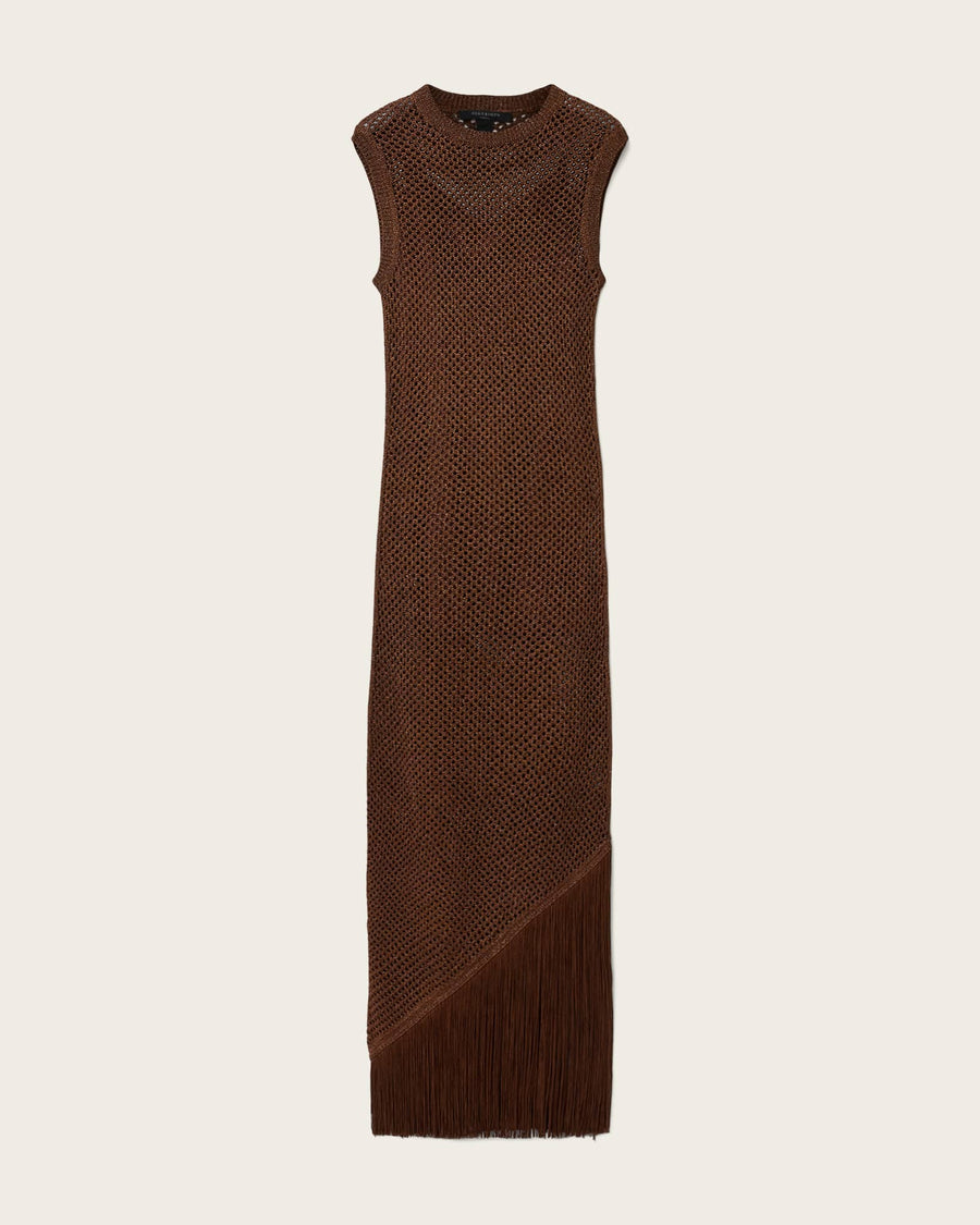 Jessie Slim Fit Knitted Midi Dress BURNT BROWN
