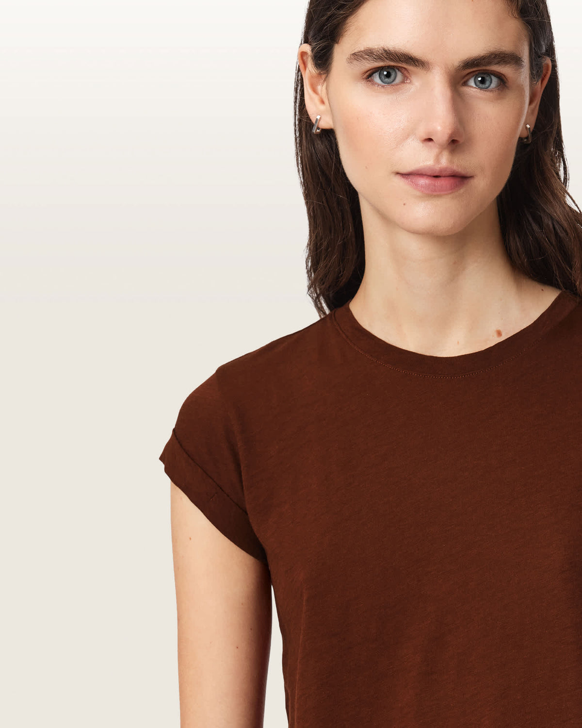 Anna Crew Neck Short Sleeve T-Shirt RUST BROWN