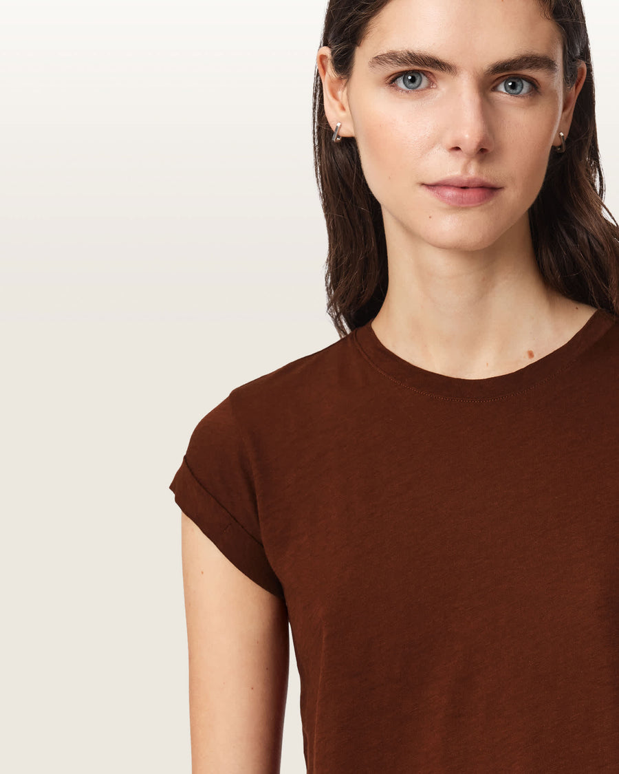 Anna Crew Neck Short Sleeve T-Shirt RUST BROWN