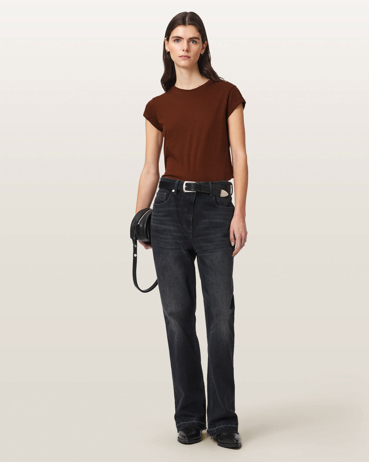 Anna Crew Neck Short Sleeve T-Shirt RUST BROWN