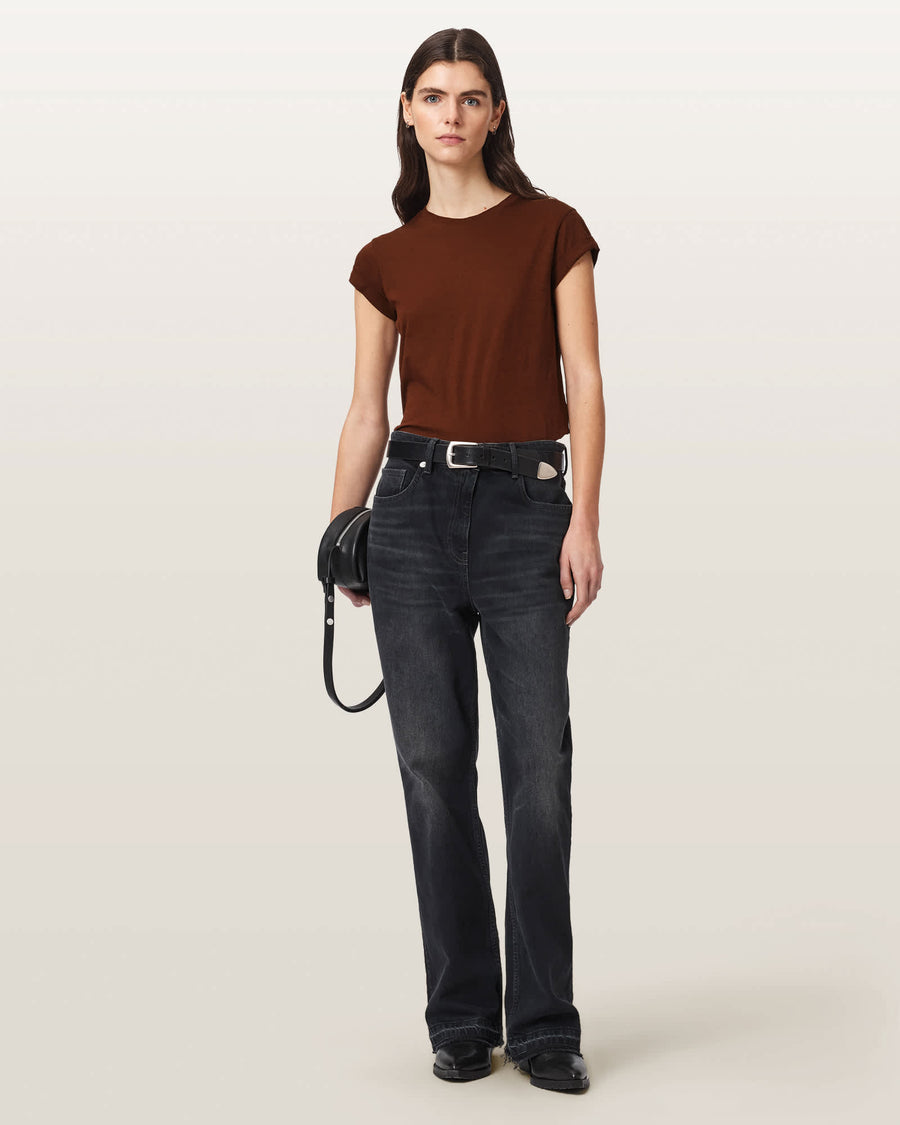 Anna Crew Neck Short Sleeve T-Shirt RUST BROWN