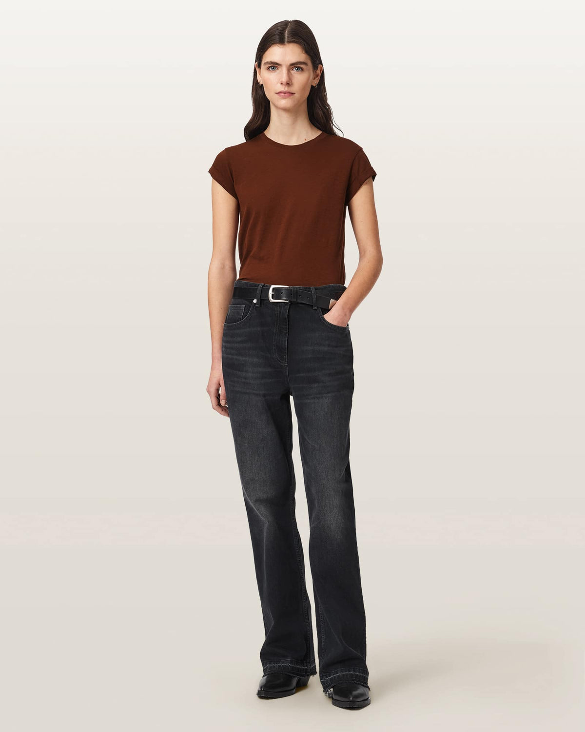 Anna Crew Neck Short Sleeve T-Shirt RUST BROWN