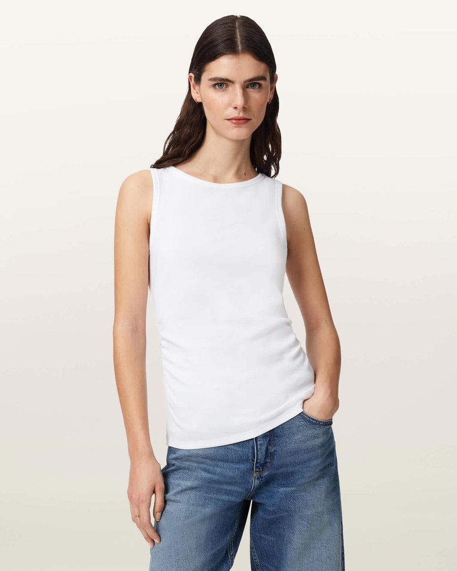 Katarina Boat Neck Slim Fit Tank Top Optic White