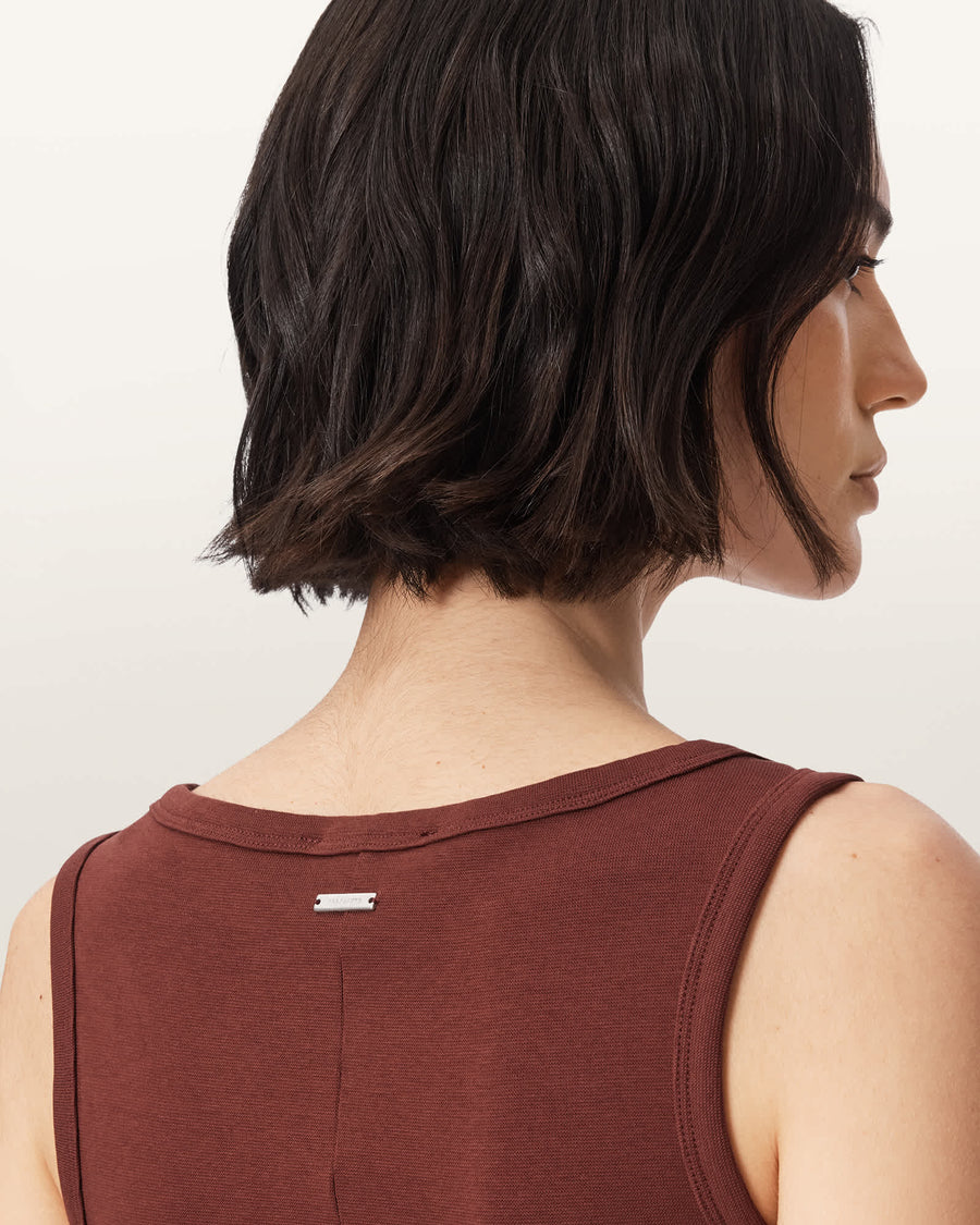 Katarina Boat Neck Slim Fit Tank Top RUST BROWN