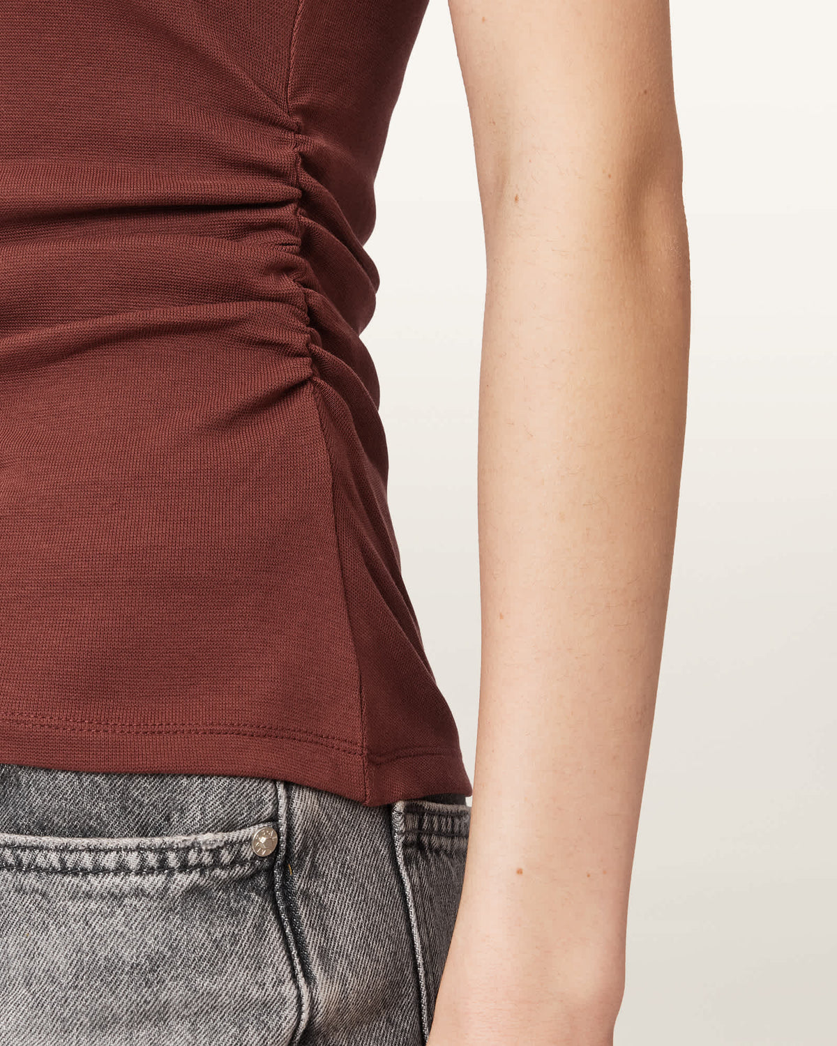 Katarina Boat Neck Slim Fit Tank Top RUST BROWN