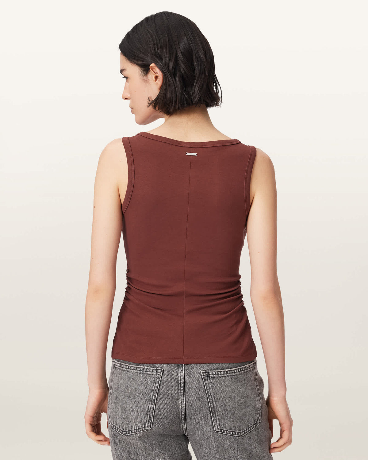 Katarina Boat Neck Slim Fit Tank Top RUST BROWN