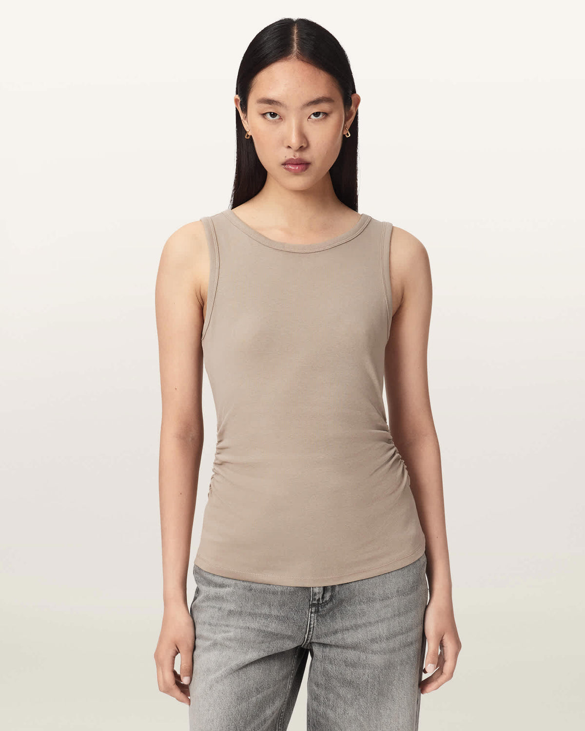 Katarina Boat Neck Slim Fit Tank Top SHALE GREY