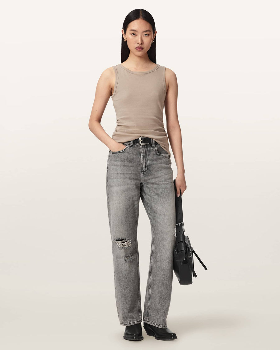 Katarina Boat Neck Slim Fit Tank Top SHALE GREY