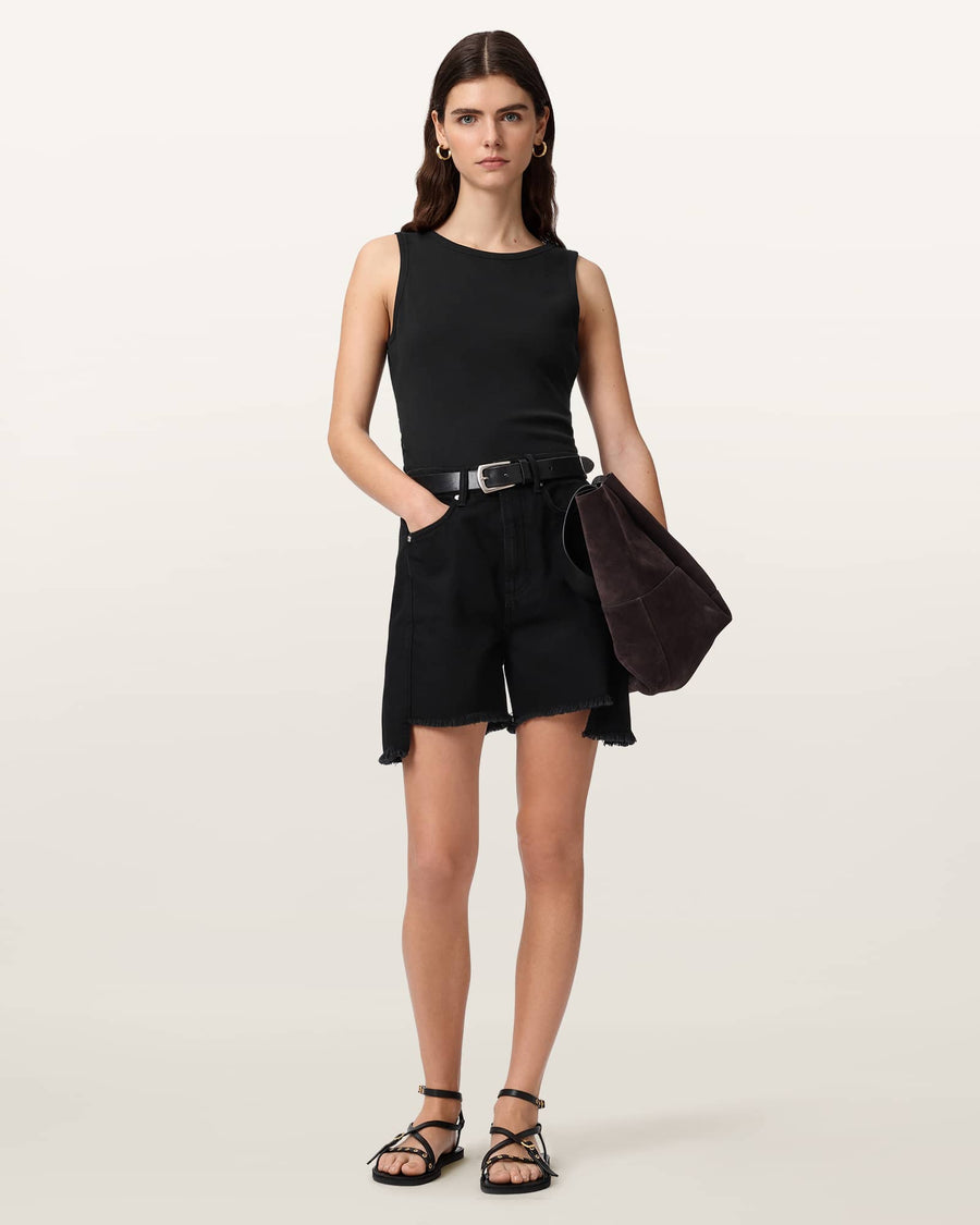 Katarina Boat Neck Slim Fit Tank Top Black