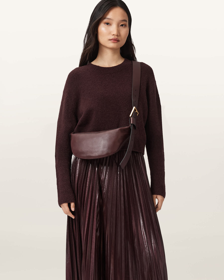 Luna Slouchy Leather Crossbody Bag Dark Red