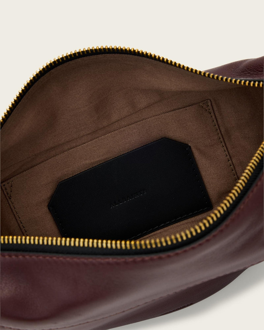 Luna Slouchy Leather Crossbody Bag Dark Red