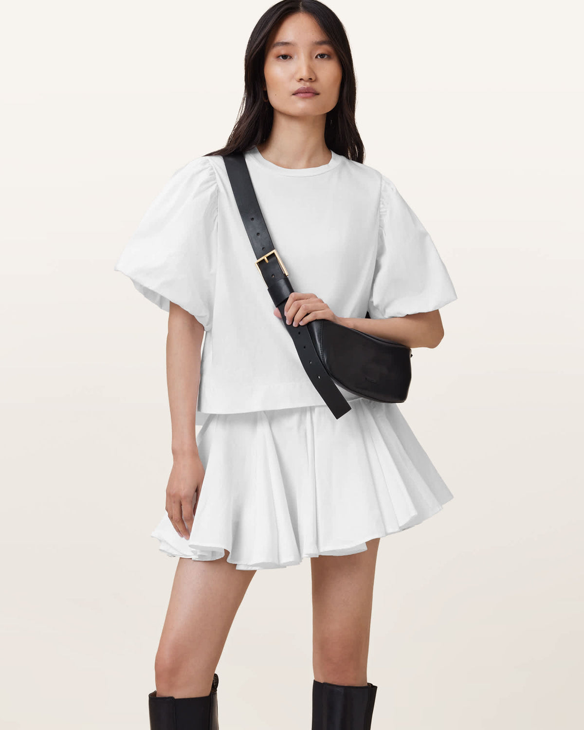 Luna Slouchy Leather Crossbody Bag Black