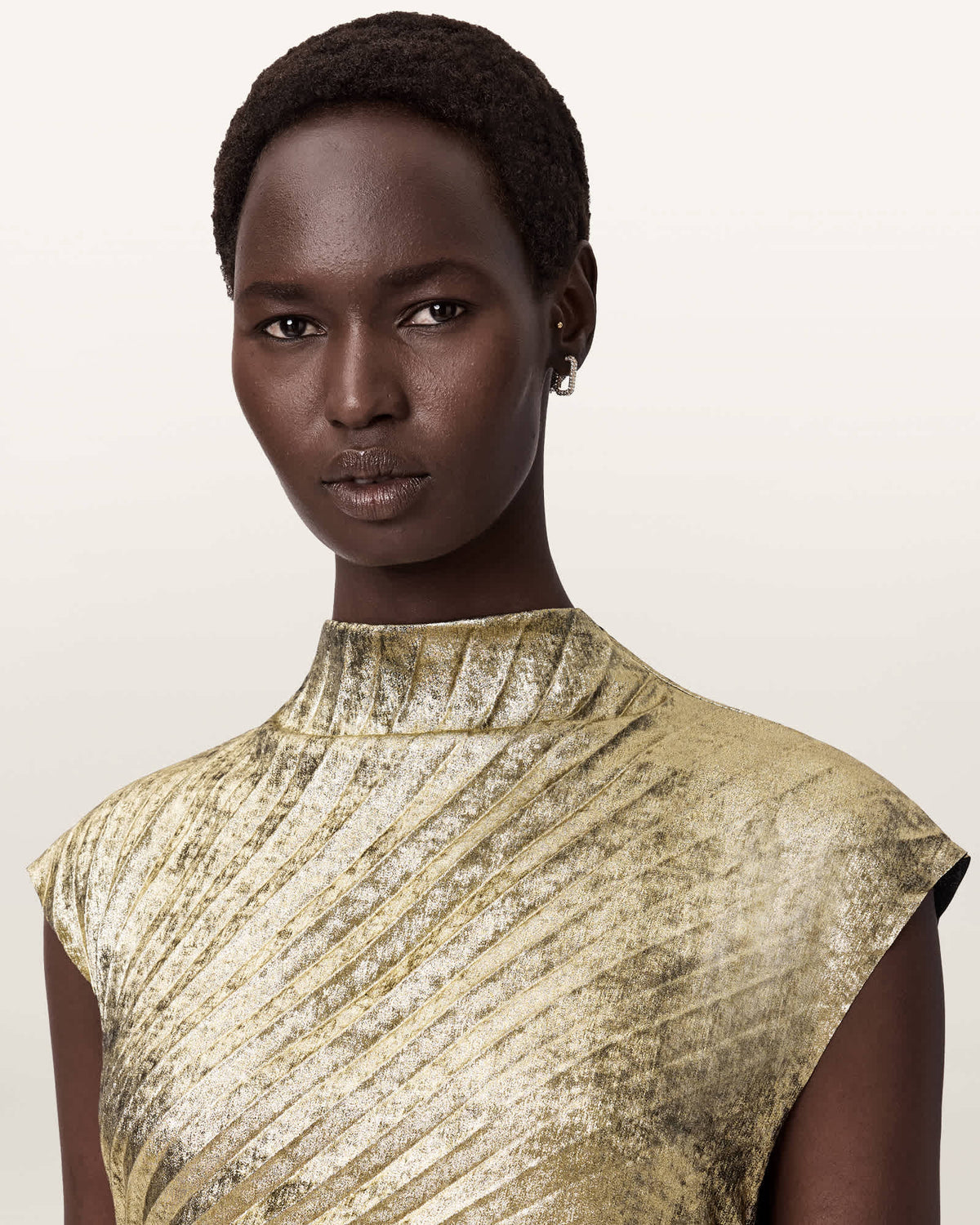 Rayanna Pleated Midi Dress METALLIC GOLD