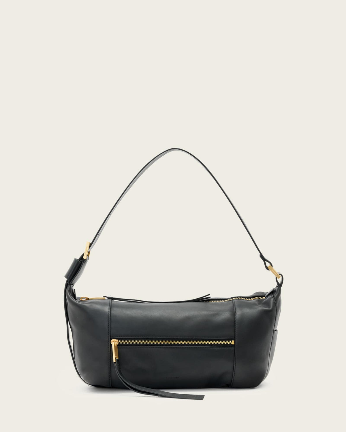 Vega Leather Shoulder Bag Black