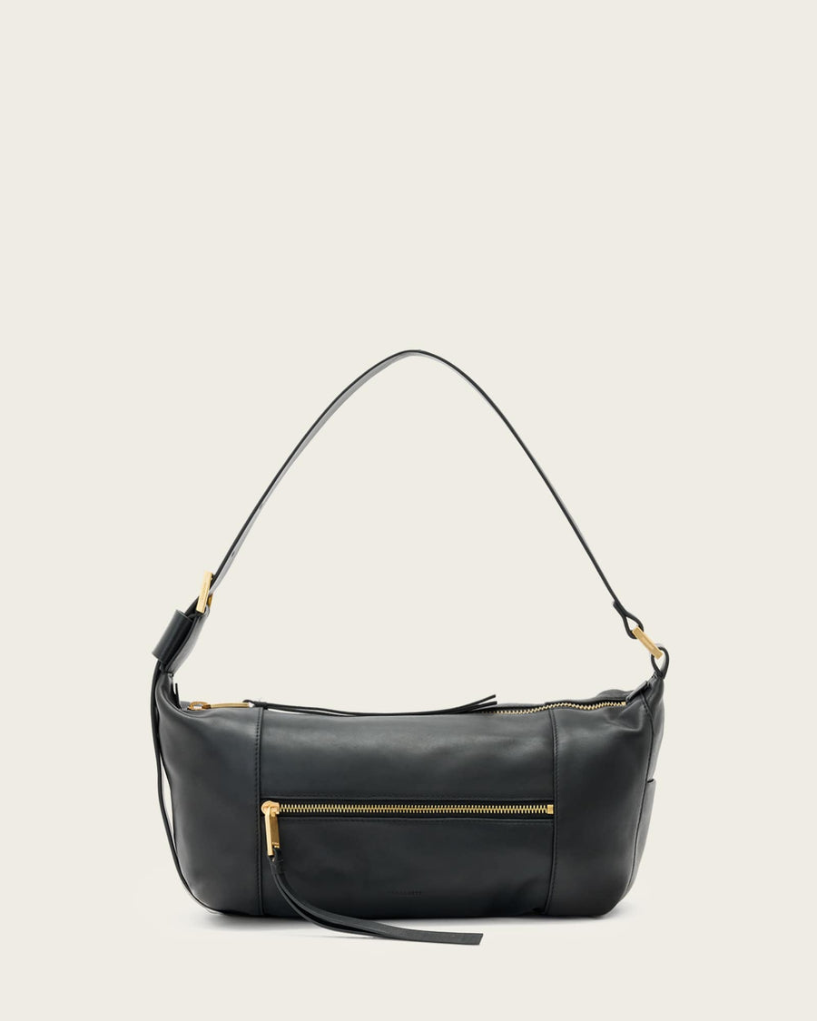 Vega Leather Shoulder Bag Black